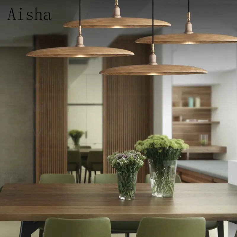 lustre en bois style nordique pour éclairage décoratif élégant - vue 6 sur 17
