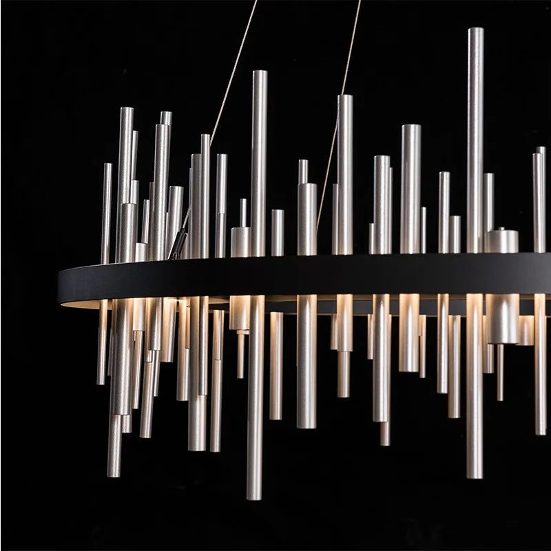 suspension à led en acier inoxydable pour décoration intérieure - vue 3 sur 16