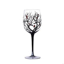 Verre à vin arbre quatre saisons peint main