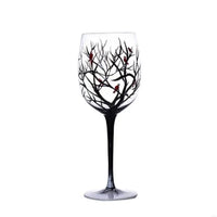 Verre à vin arbre quatre saisons peint main
