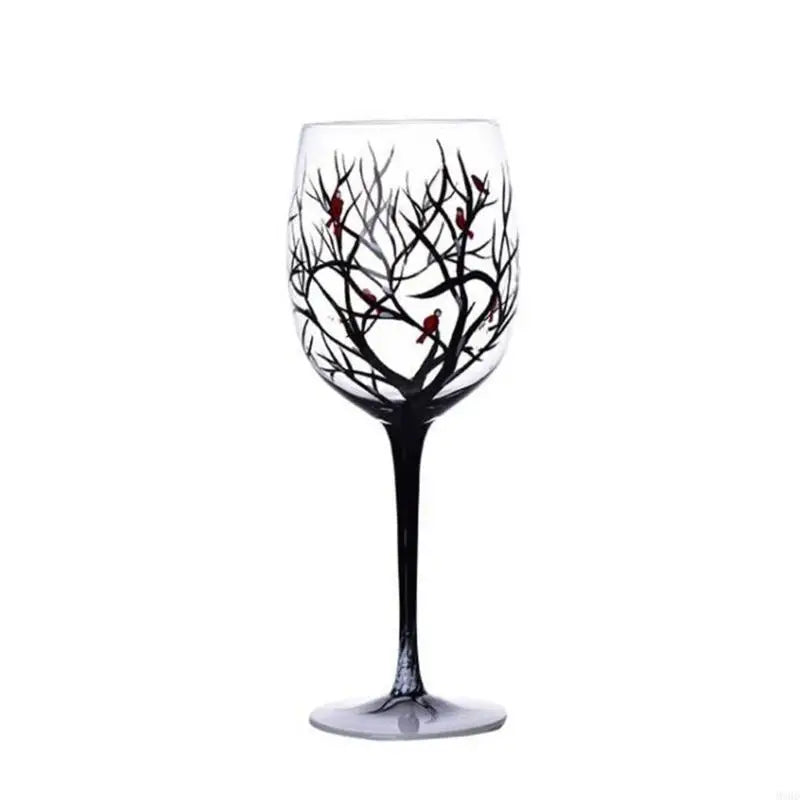 Verre à vin arbre quatre saisons peint main