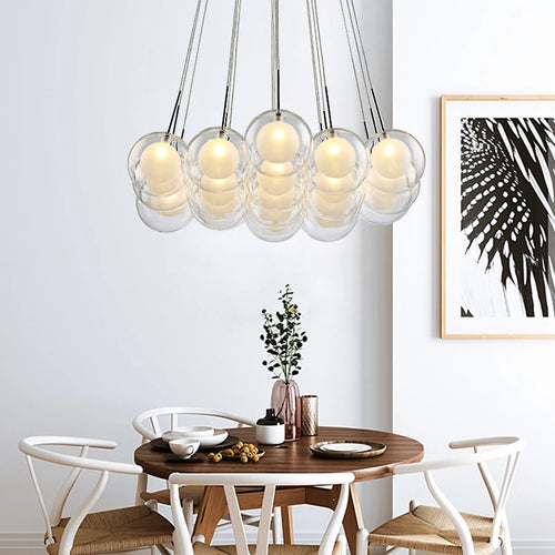 Boule de verre LED moderne en boule plafond lustre nordique salon salle à manger chambre décor à la maison suspension lampe de restaurant - vue 5 sur 5