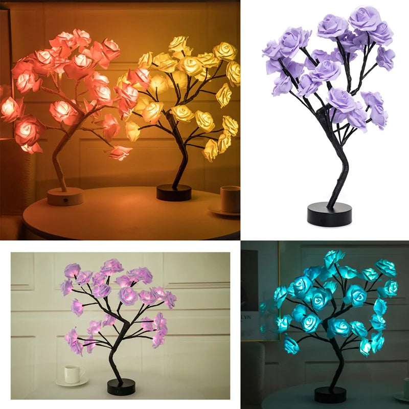 lampe de table led arbre cerisier cristal veilleuse nordique - vue 5 sur 19