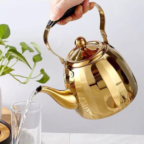 Bouilloire inox motif floral avec infuseur amovible