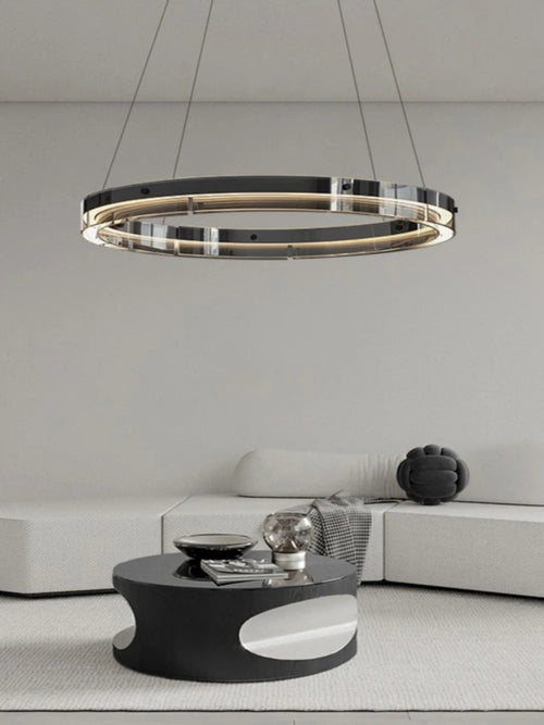 Modern Italian minimalist circular glass pendant light - vue 2 sur 11