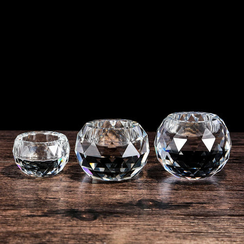 Crystal Diamond Tealight Candle Holder for Wedding Party, Clear Glass Tea Light Candles Holder for Home Room Desk Decor - vue 3 sur 6