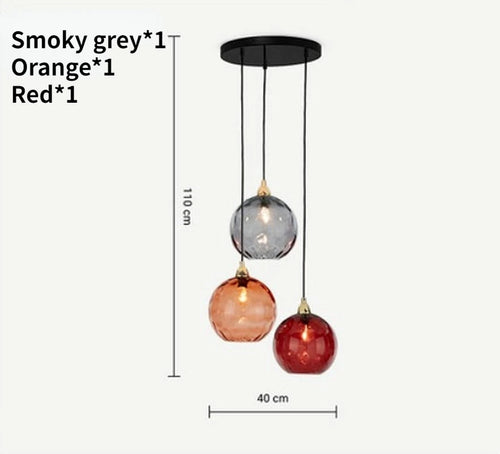 Lustre boule de verre coloré nordique lampes suspendues moderne Grain d'eau Restaurant cuisine luminaire suspendu chambre lampe de chevet - vue 24 sur 29