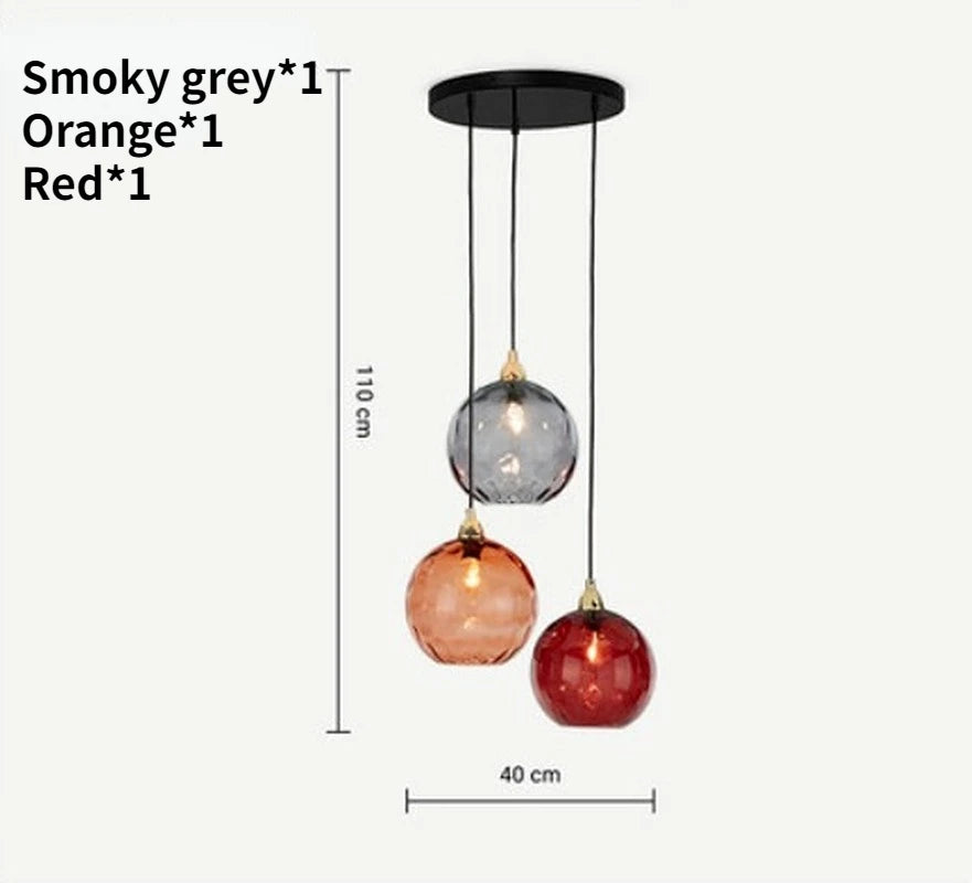Lustre boule de verre coloré nordique lampes suspendues moderne Grain d'eau Restaurant cuisine luminaire suspendu chambre lampe de chevet - vue 23 sur 29