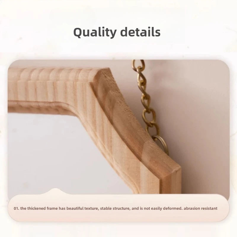 miroir vintage en bois massif pour maquillage étanche et antirouille - vue 5 sur 15