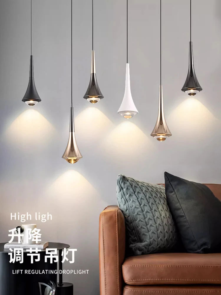 Bedroom bedside chandelier modern simple can lift creative light luxury main bed headlamp small chandelier restaurant chandelier - vue 2 sur 11