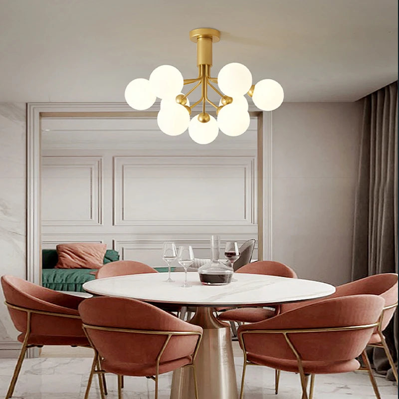 lustre nordique en verre moléculaire pour décoration intérieure - vue 4 sur 16