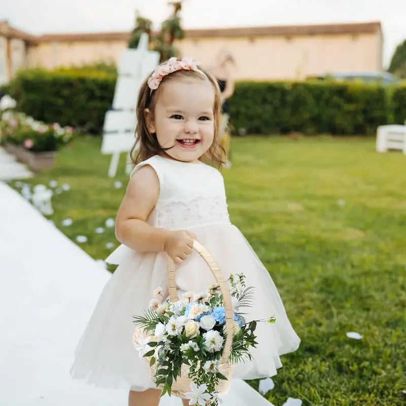 panier en rotin tissé à la main pour fleurs mariage - vue 7 sur 7