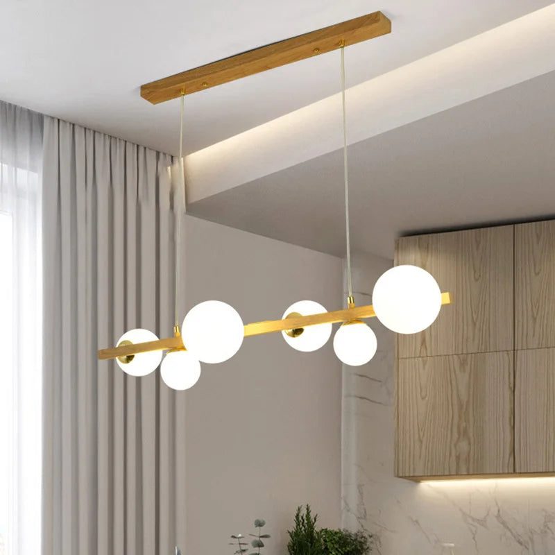 lustre abat-jour en verre suspension décor maison luminaire - vue 4 sur 10