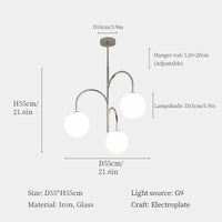 lustre moderne en fer et verre pour décoration intérieure