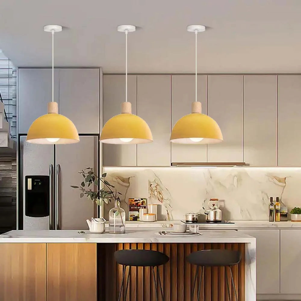 lustre nordique led en bois pour décoration maison - vue 6 sur 13