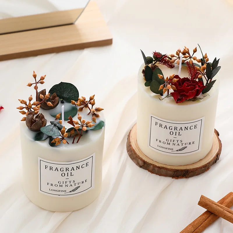 bougies parfumées romantiques en cire de soja avec fleurs séchées - vue 7 sur 10