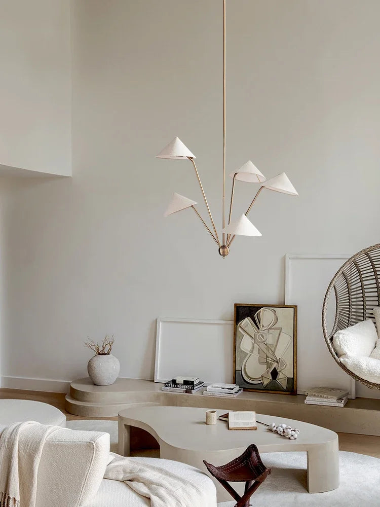 Wabi-sabi plafond suspension lampe japon tissu suspendu Lustre salon chez l'habitant lumière LED cuisine île Lustre chambre décor - vue 5 sur 7