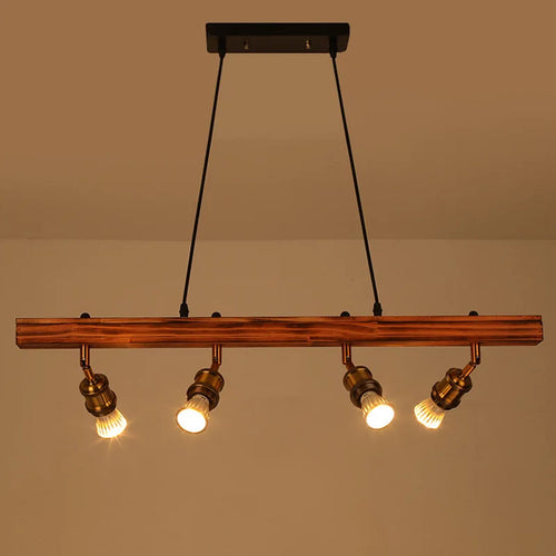 Rétro loft industriel bar lustre restaurant hot pot café lustre en bois magasin de vêtements fond mur spot - vue 5 sur 7