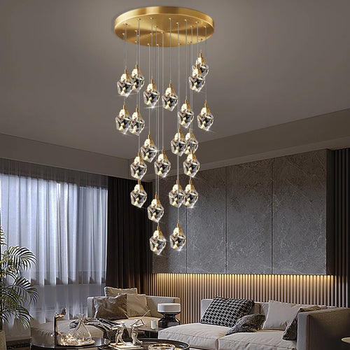 lustre en cristal suspendu pour un éclairage élégant et moderne - vue 2 sur 14