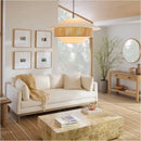 Vintage fabric pendant light with hemp rope, country style