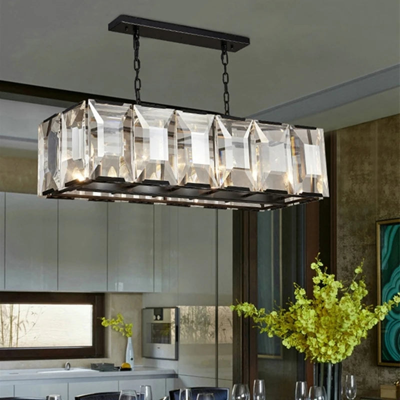lustre de restaurant avec variété de cristaux 	 modèle