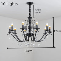 lustre en fer forgé avec suspensions en cristal pour intérieur élégant