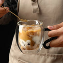 Tasse chat double paroi verre 250 ml anse