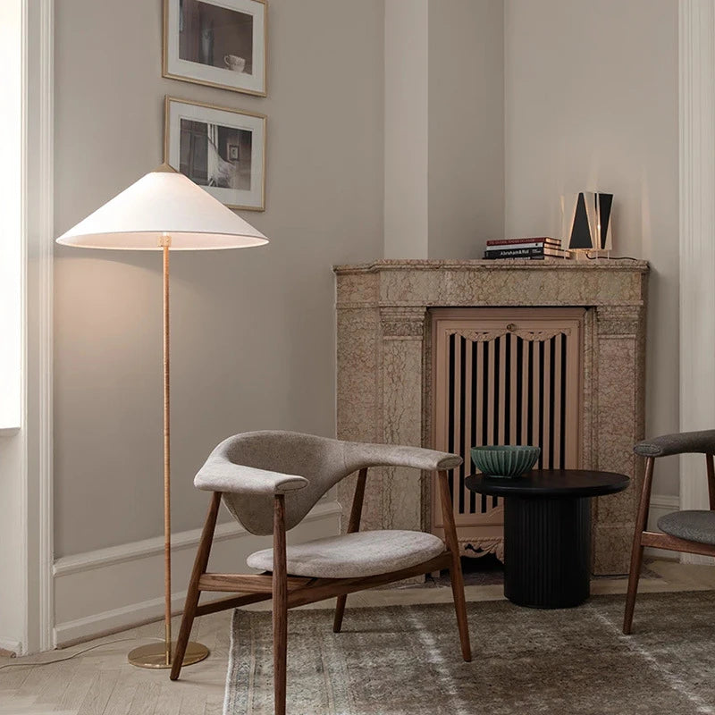 lampadaire led moderne nordique tissé à la main en bambou rotin - vue 6 sur 8