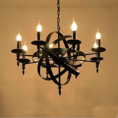 lustre loft américain industriel nordique rétro globe bougie - vue 2 sur 7