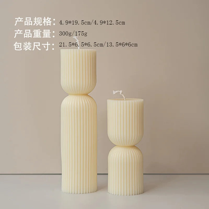 bougies parfumées artisanales avec colonnes rayées et carillons éoliens - vue 10 sur 9