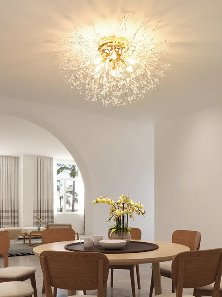 Modern Dandelion Crystal Pendant, Living Room, Dining Room, Bedroom Ceiling Light, Room Light, Fireball Decorative Light - vue 3 sur 12
