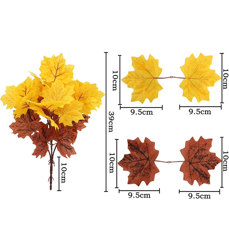 feuilles d'érable artificielles pour décoration automnale et Halloween - vue 11 sur 12