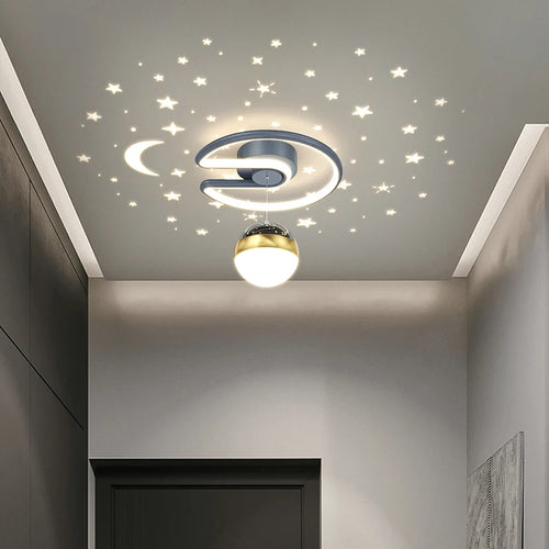 Noir gris 28W LED plafonnier pour couloir boule de verre nuances Foyer allée éclairage intérieur Luminaire Lustre effet étoile - vue 2 sur 8