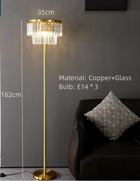 lampadaire moderne en verre et cuivre pour hôtel et bureau