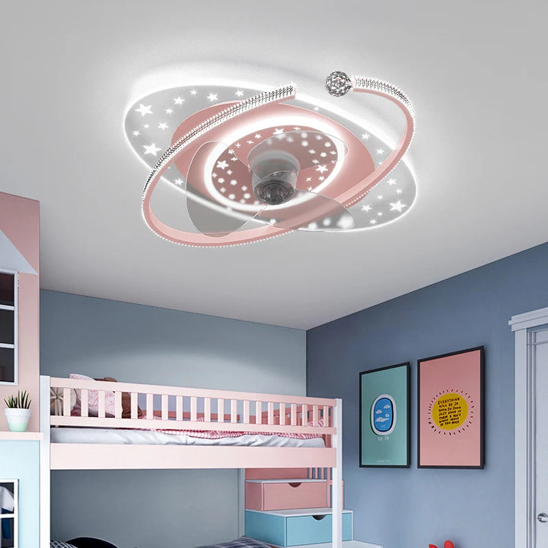 Plafonnier ventilateur de plafond à tête secouante 360 degrés led silencieux - vue 7 sur 12