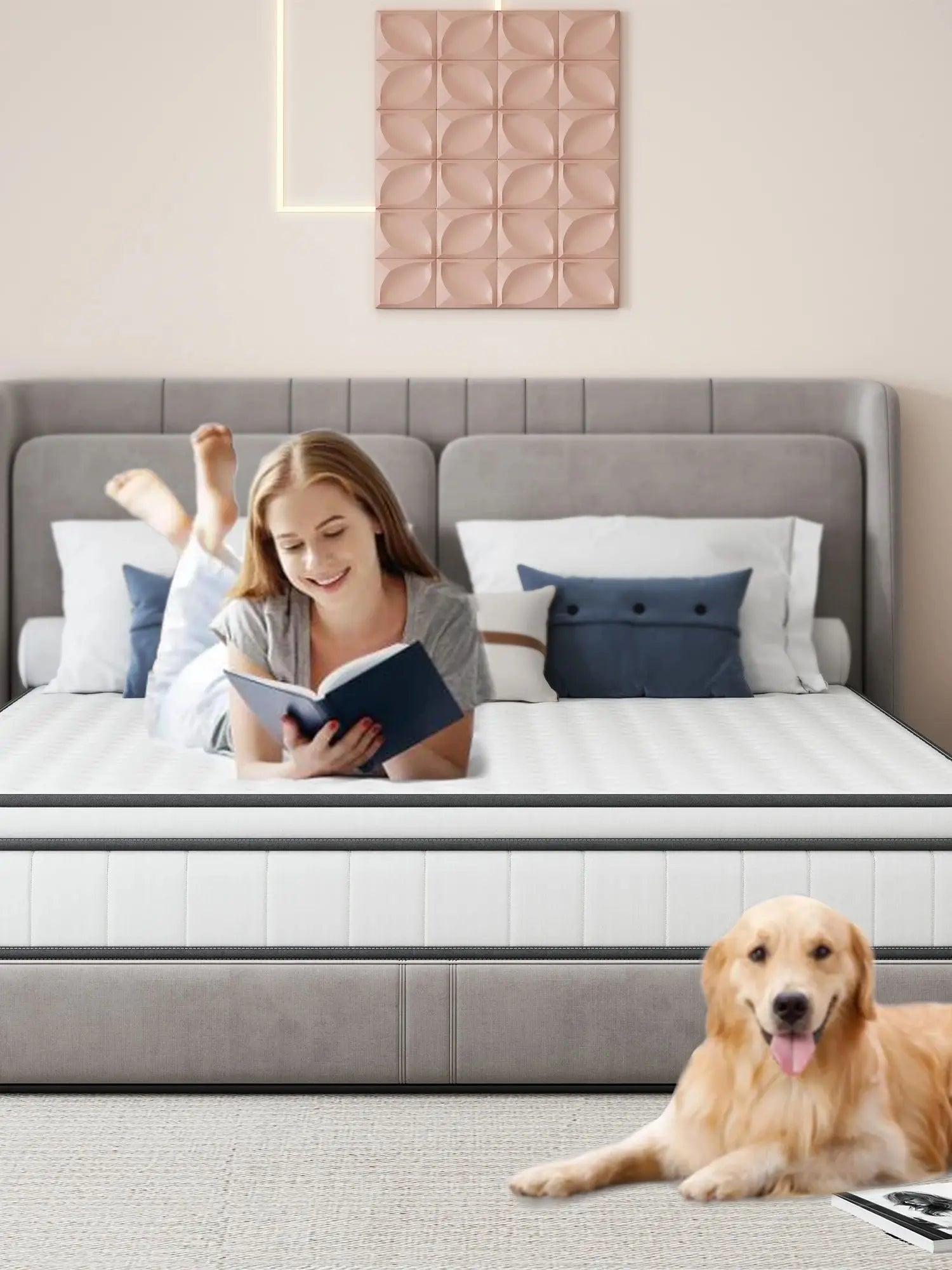 matelas à ressorts ensachés 24 cm confort antiallergique et design ergonomique - vue 7 sur 6