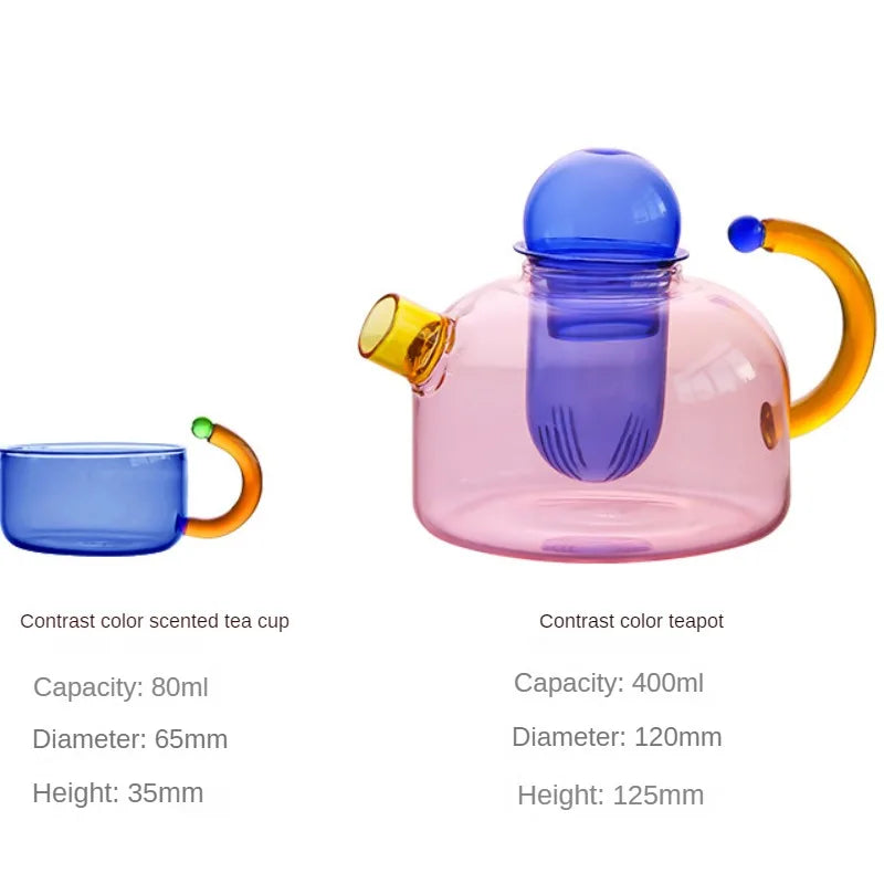 Théière verre résistant chaleur filtre intégré style minimaliste - vue 5 sur 6
