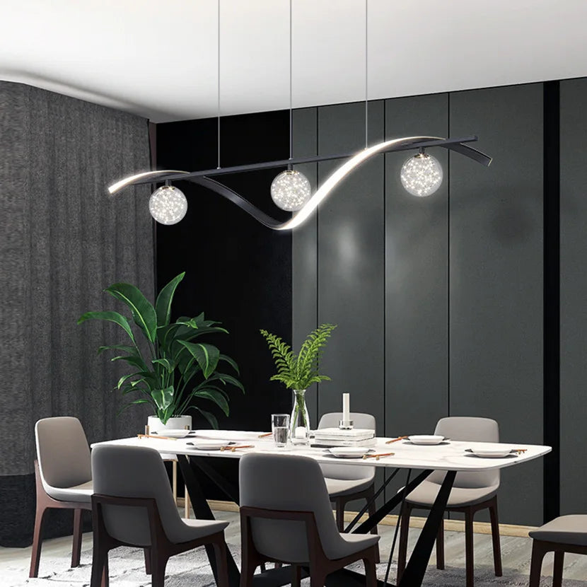 lustre sandyha led étoiles en boule de verre clair suspendue - vue 5 sur 8