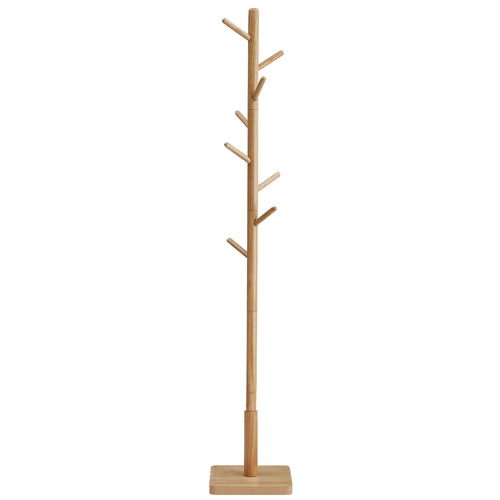 VASAGLE Coat Rack, Solid Wood Coat Stand, Free Standing Hall Coat Tree with 8 Hooks for Coats, Hats, Bags, Purses, for Entryway