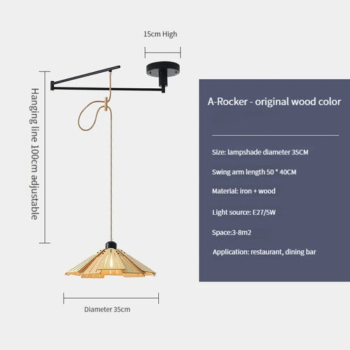 suspension en bois rétractable à bascule luminaire décoratif d'intérieur - vue 17 sur 18