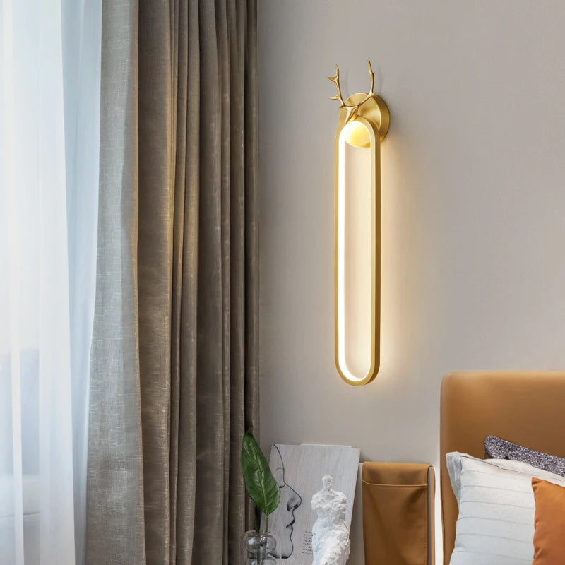 applique murale à led en cuivre tête de cerf art déco moderne - vue 4 sur 12