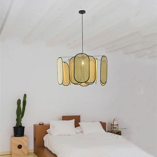 plafonnier en rotin style chinois décoratif pour restaurant 	 modèle