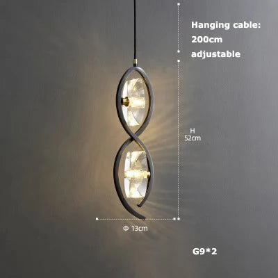 suspension en verre cristal art déco avec éclairage led - vue 12 sur 25