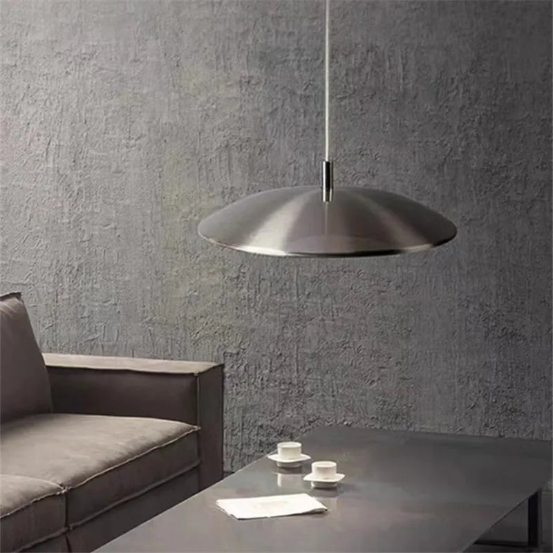 suspension scandi simple design ovni lumière décoration maison argent - vue 3 sur 6