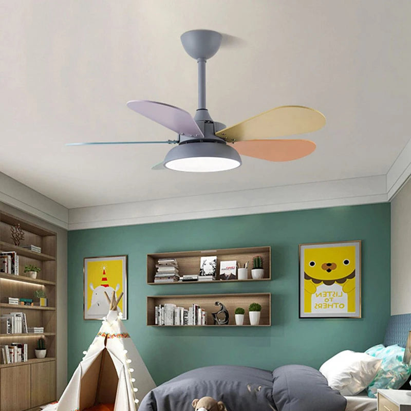 plafonnier moderne ventilateur led télécommande en bois design élégant - vue 4 sur 8