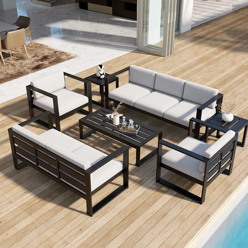 canapés de jardin en aluminium étanche mobilier extérieur combiné - vue 2 sur 18