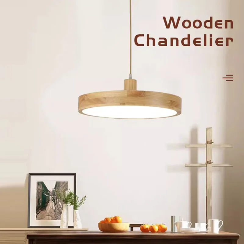 Lustre LED japonais à tête unique en rondins - vue 3 sur 13