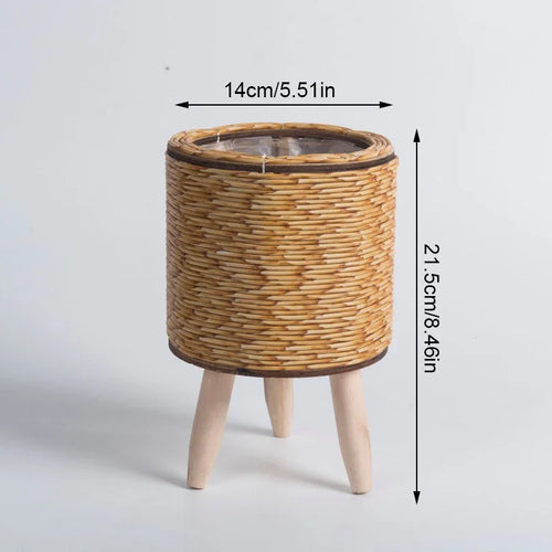 pot de fleurs en rotin tissé pour décoration et rangement