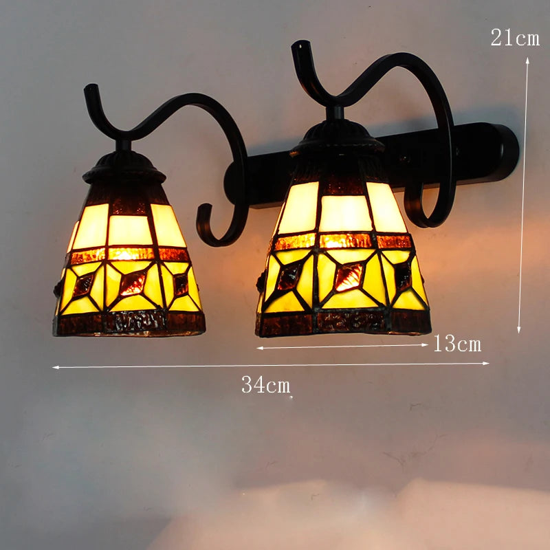 Vintage stained glass wall light for interior decoration
