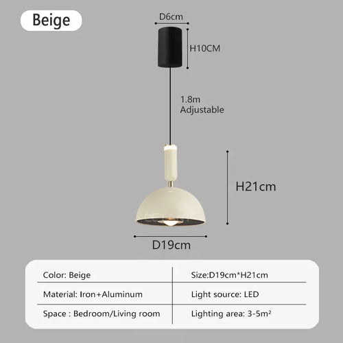 Nordic LED pendant light with adjustable height for home decoration, dining room, living room, bedroom, bedside lighting - vue 15 sur 14